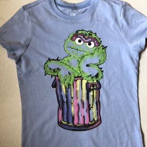T-shirt Sesame Street Grouch girls new size M cotton rhinestones Larabelle
